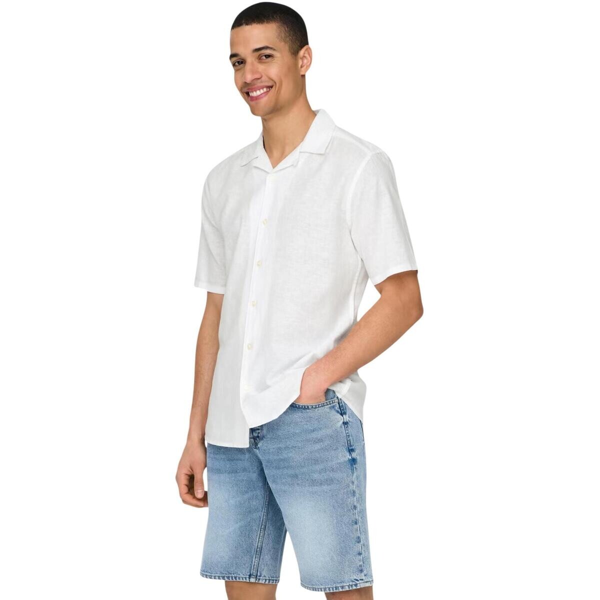 Only & Sons   ONSCAIDEN SS SOLID RESORT LINEN NOOS 22025116  Bílá