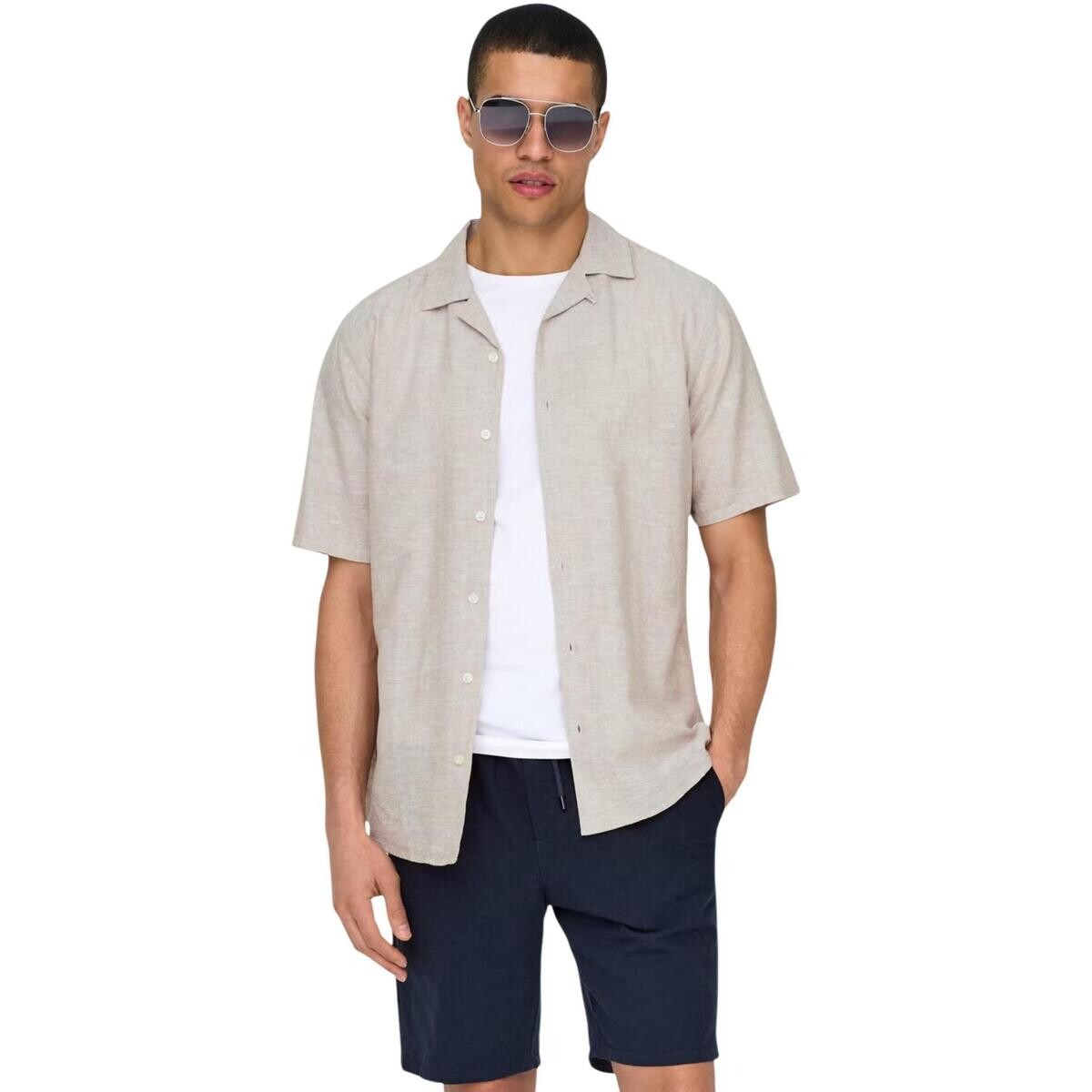Only & Sons   ONSCAIDEN SS SOLID RESORT LINEN NOOS 22025116  Béžová