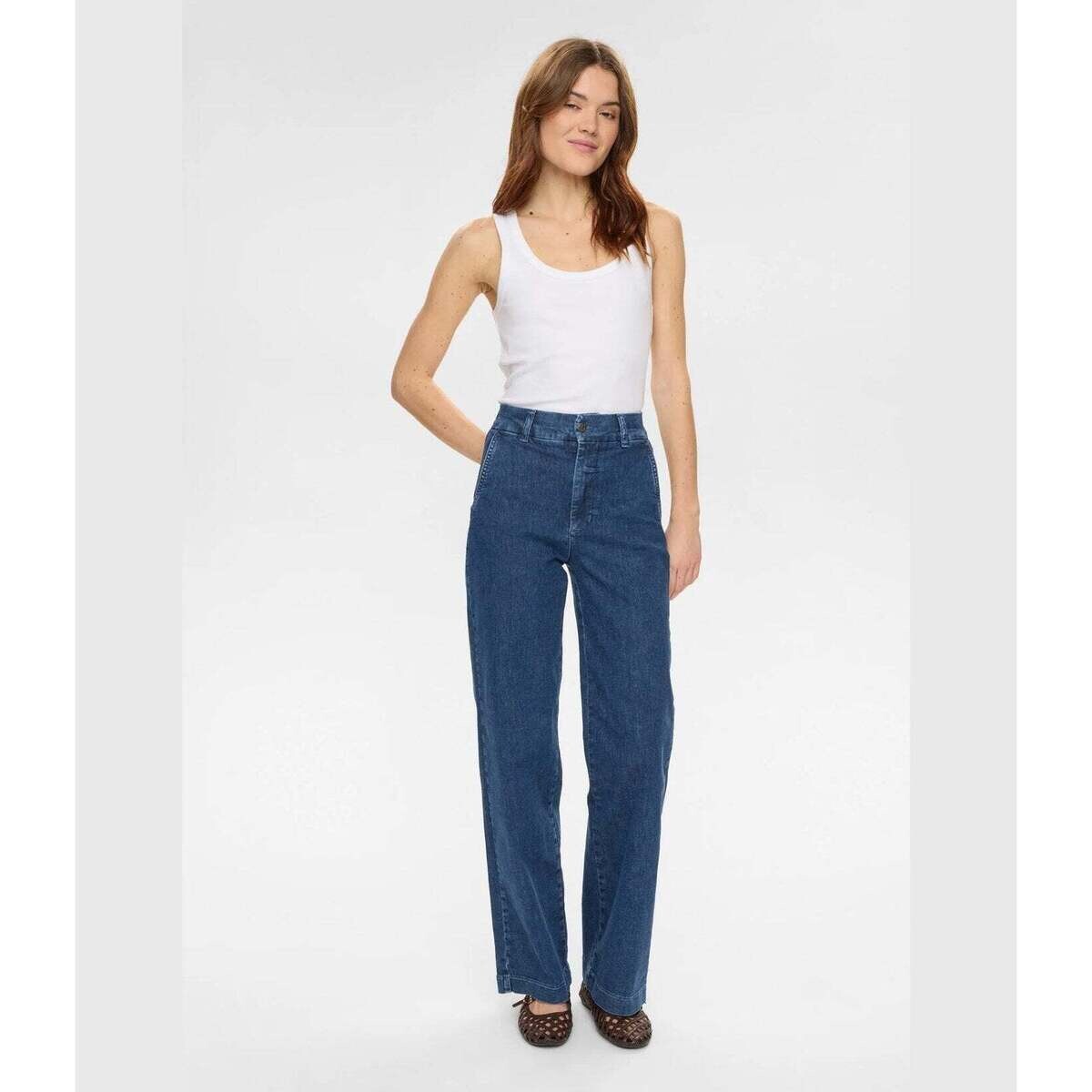 Nümph  Nuamber HR Wide Jeans Medium Blue Denim  ruznobarevne