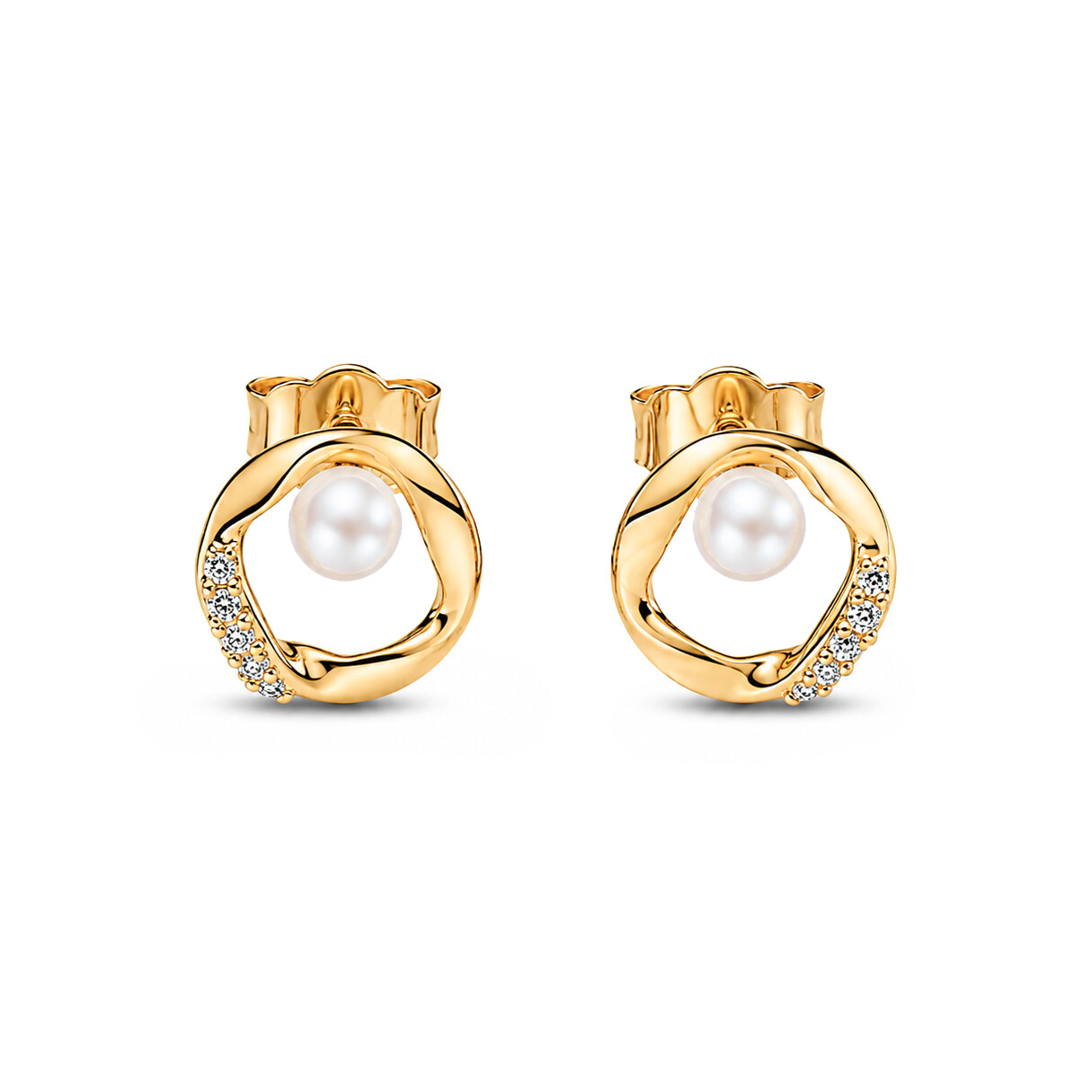 Pandora Pozlacené pecky se zirkony a perlou Essence Shine 264662C01