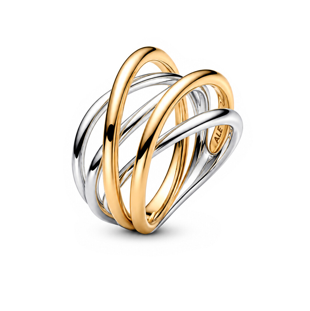 Pandora Propletený bicolor prsten Shine Essence 164673C00 56 mm