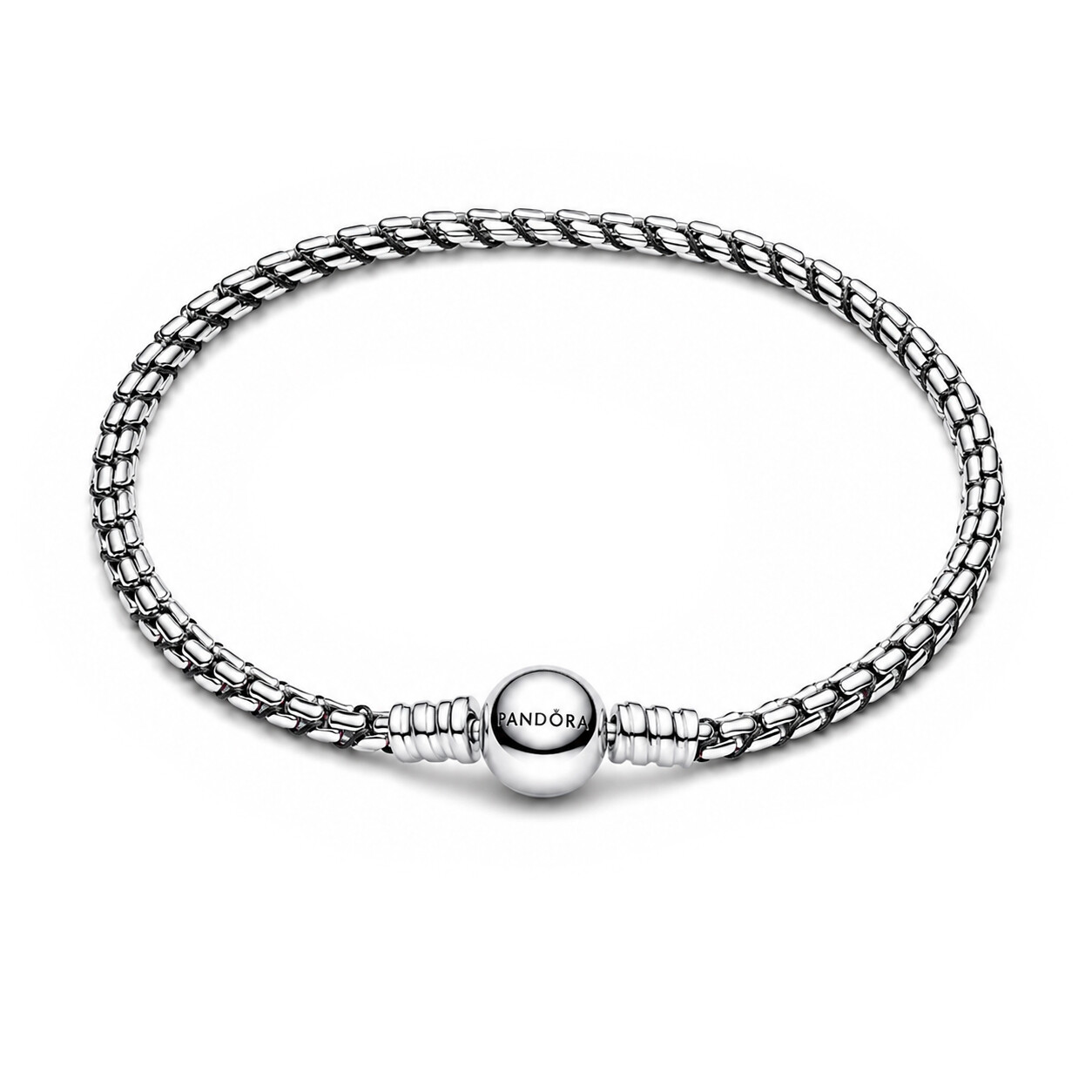 Pandora Stříbrný náramek na přívěsky s černou šňůrkou Moments 593816C02 18 cm