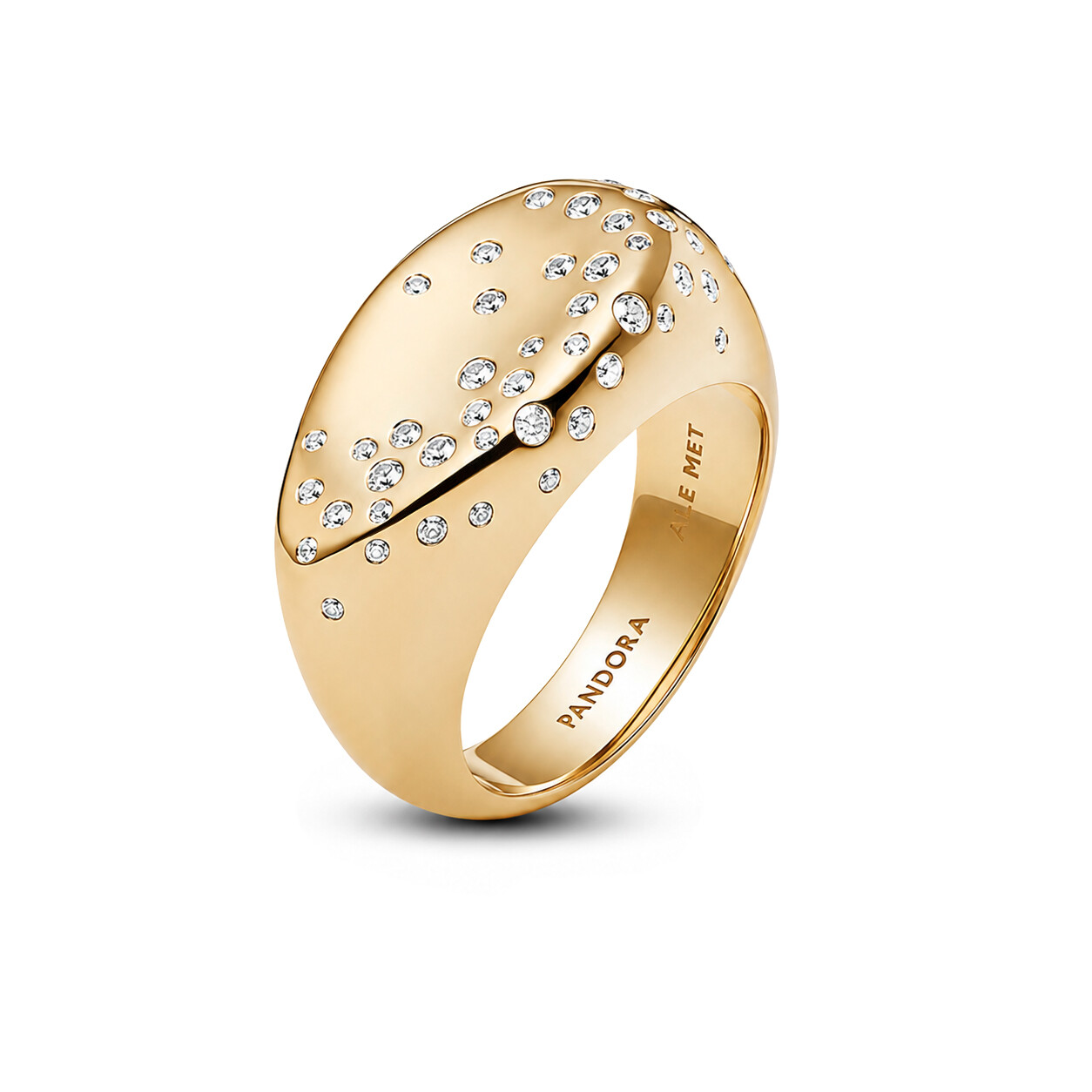 Pandora Pozlacený pečetní prsten se zirkony Shine Essence 164671C01 52 mm