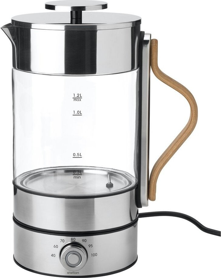 Skleněná rychlovarná konvice ve stříbrné barvě 1,2 l Emma – Stelton