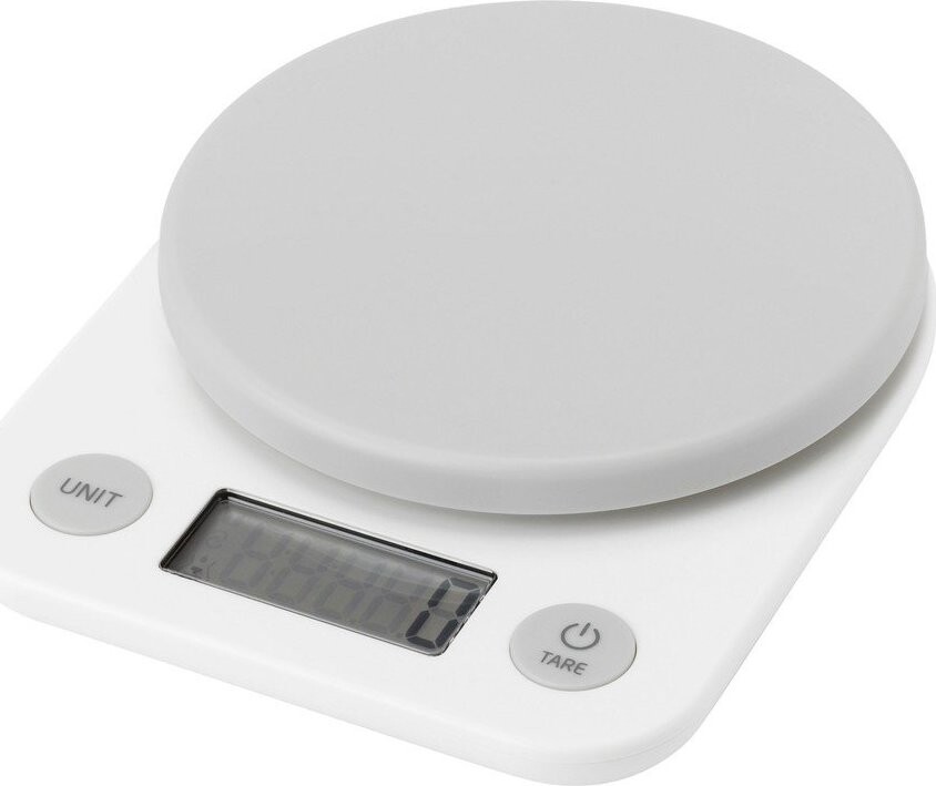 Bílá plastová digitální kuchyňská váha Foodie – RIG-TIG