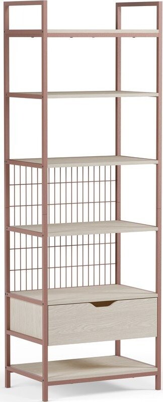 Ocelová knihovna v terakotové barvě 60x179,5x40 cm Amara – Marckeric