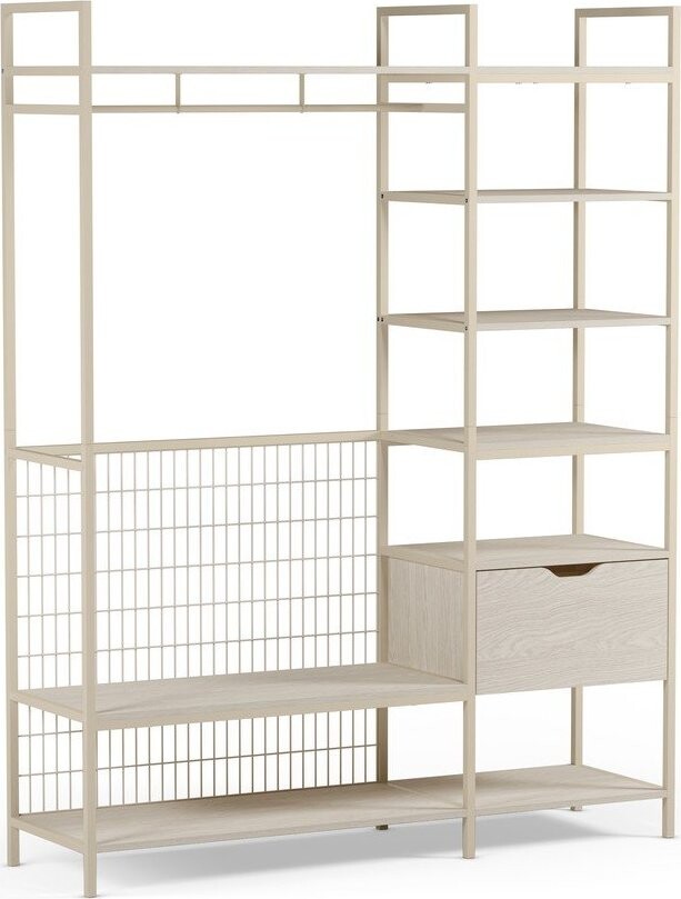 Krémová otevřená ocelová šatní skříň 140x179,5x40 cm Amara – Marckeric
