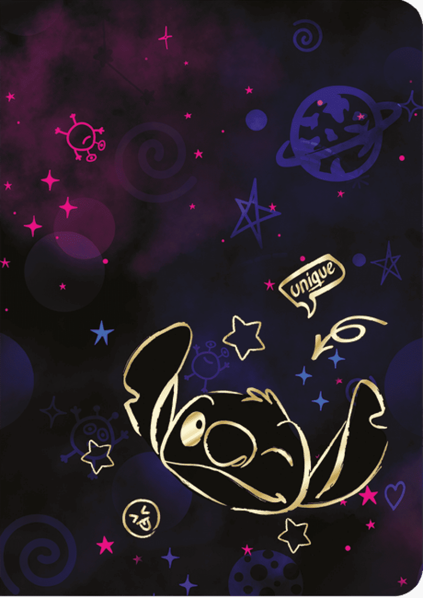 Sešit A5 32 l. čtverečkovaný Disney Gold Stitch vzor 1