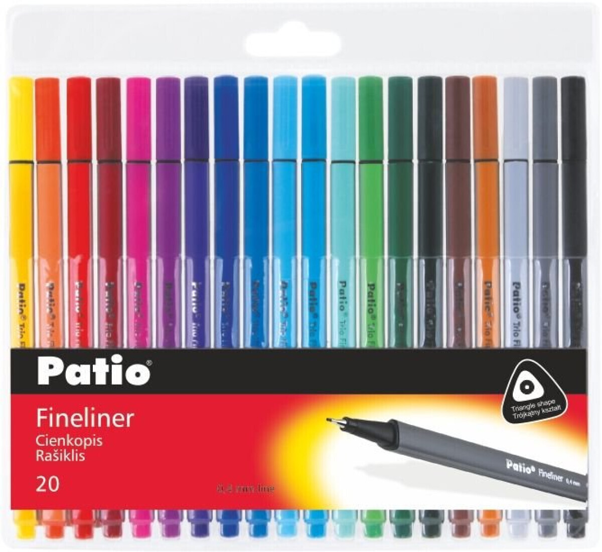 Trojhranné tenké fixy Trio Fineliner Patio 20 barev