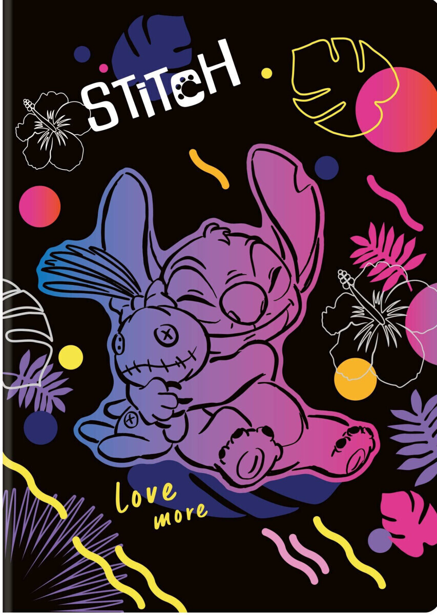 Sešit A4 60 l. čtverečkovaný Disney černý Stitch vzor 2