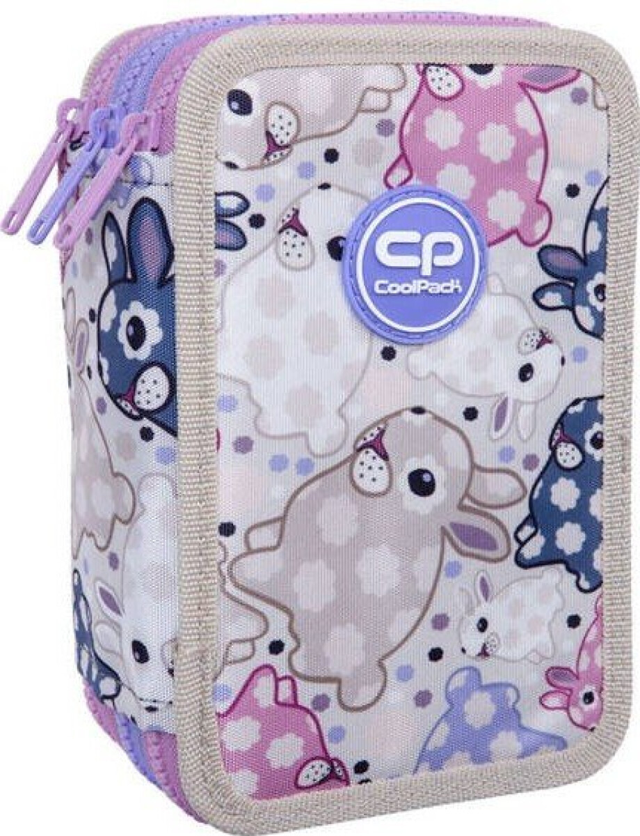 Tříkomorový penál s vybavením Coolpack Jumper 3 bílý Bunny