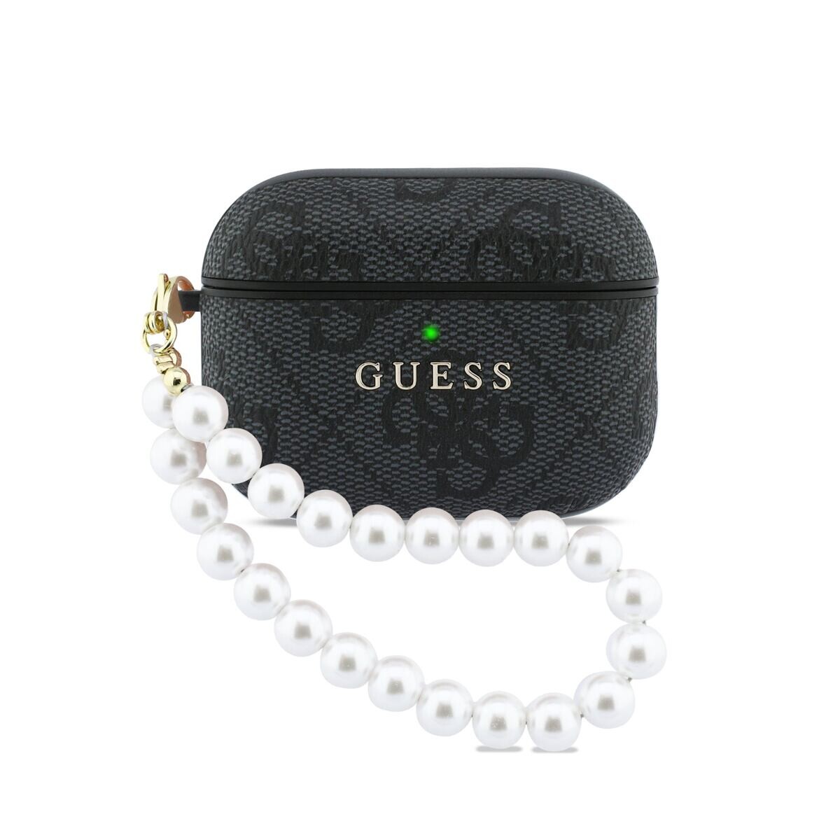 Guess PU 4G Classic Logo Pearl Strap Pouzdro pro AirPods Pro 3 Black GUAP3P4E4PSK