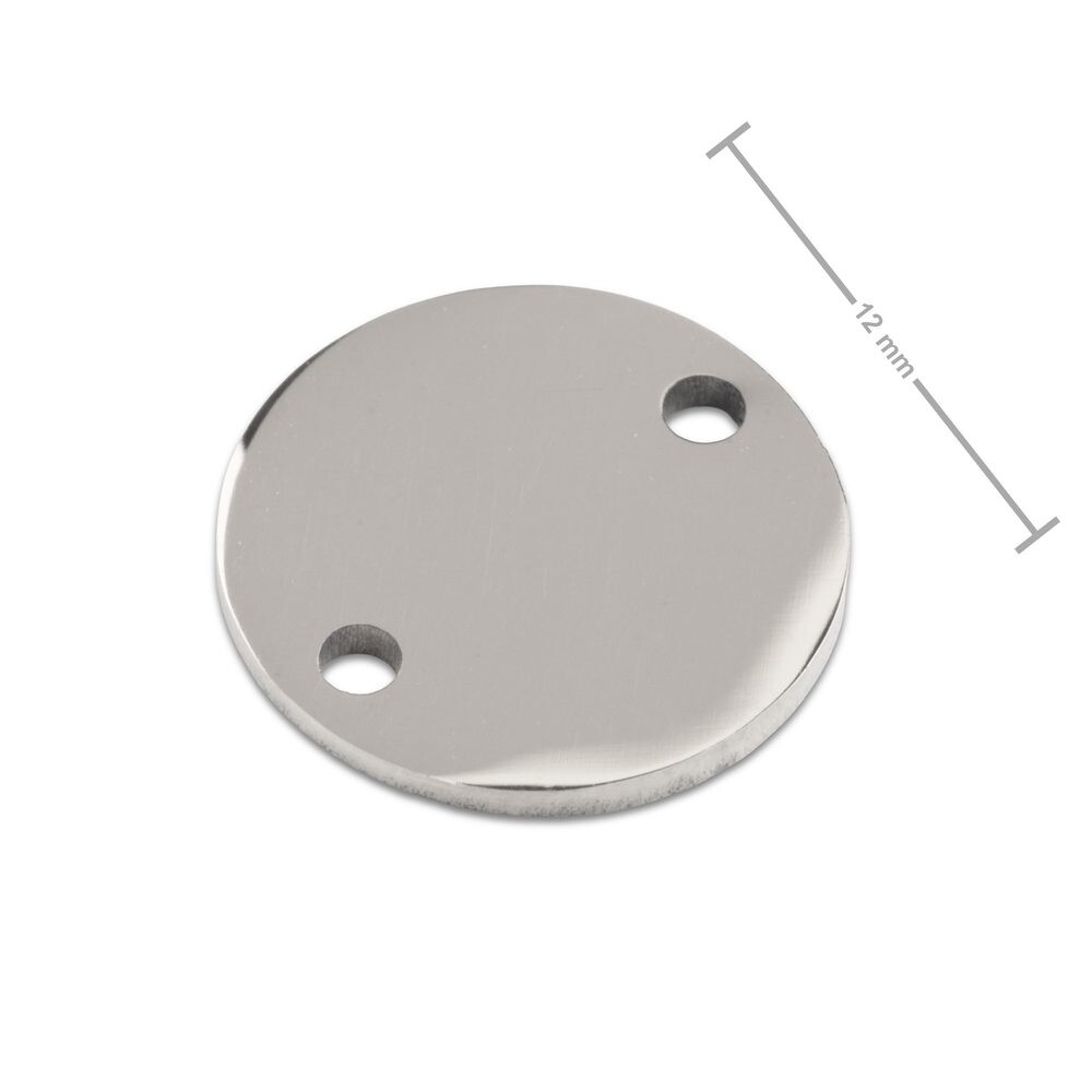 Spojovací díl z chirurgické oceli medailon pro gravírování 12 mm - 1 ks