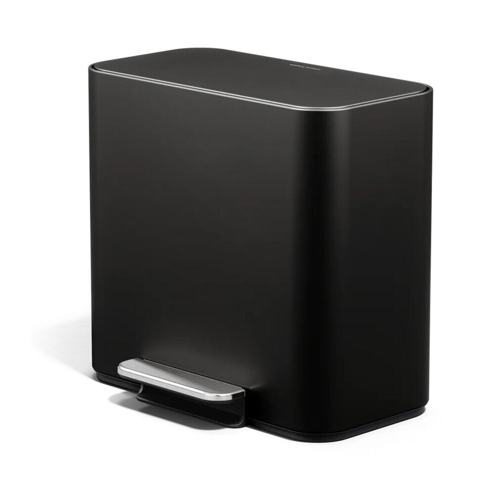 Matně černý ocelový odpadkový koš na tříděný odpad/nášlapný 15 l Dual Mini – simplehuman