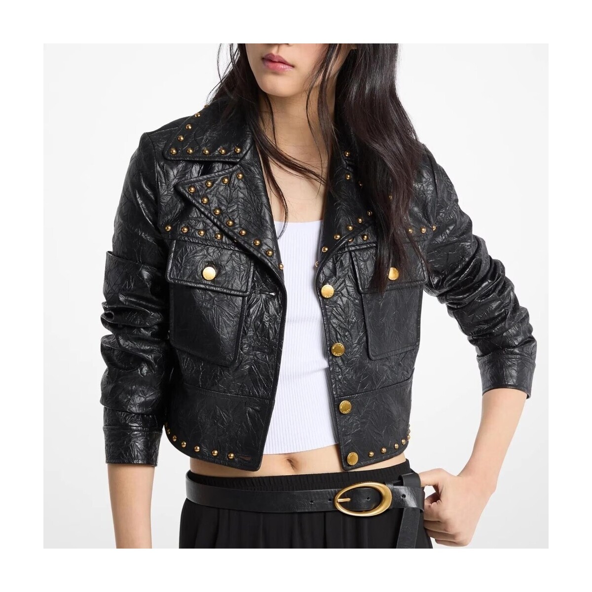 MICHAEL Michael Kors Mt620lkl4k Studded Fx Leather Jkt Černá