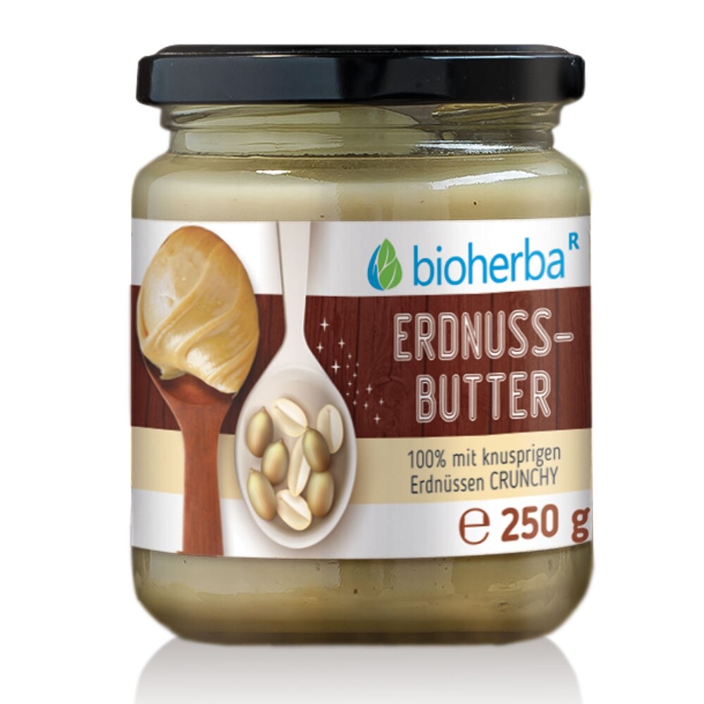Arašídové máslo crunchy s kousky - 250 g - Bioherba