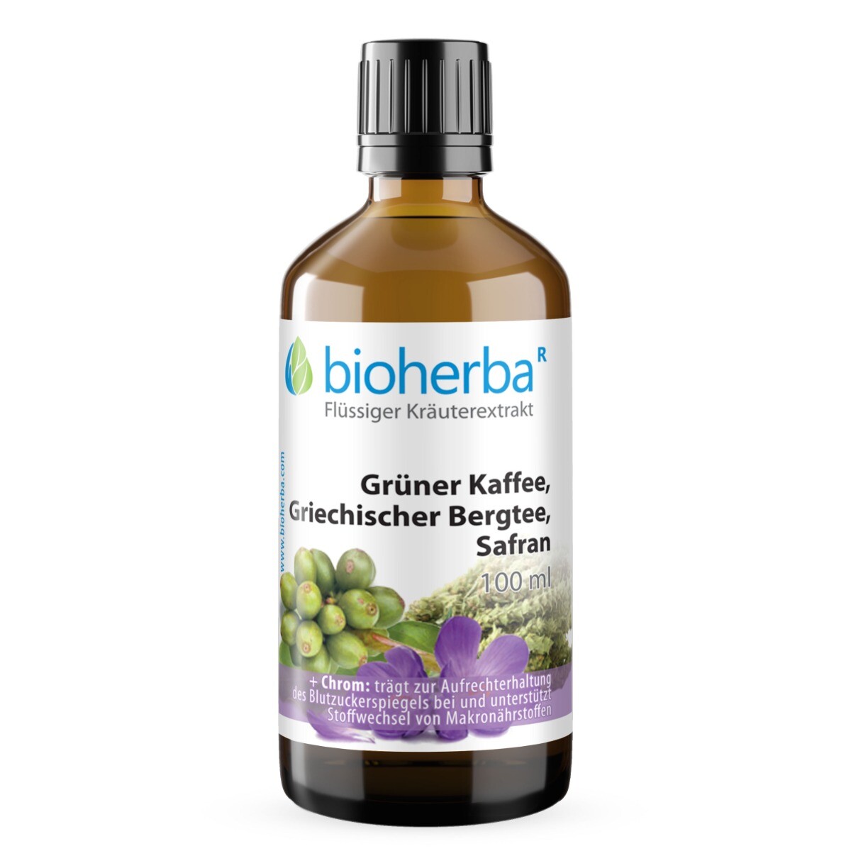 Zelená káva, řecký horský čaj a šafrán kapky – tinktura – 100 ml – Bioherba