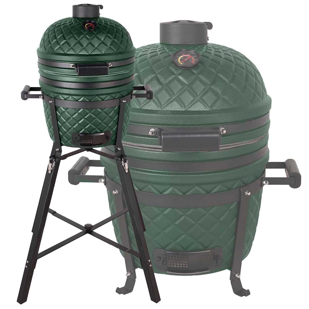Keramický gril kamado Dellinger Smoke&Fire 16 Matte - tmavě zelený