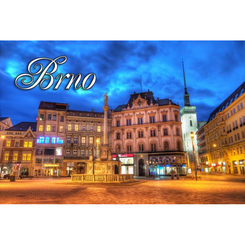 Magnetka Brno noční Náměstí Svobody - barevná
