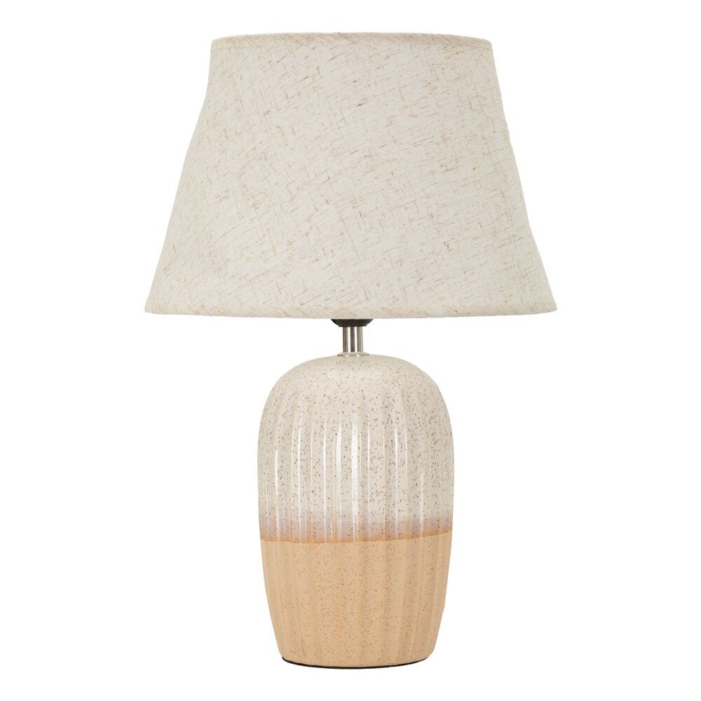 Krémová keramická stolní lampa s textilním stínidlem (výška 44 cm) Japandi – Mauro Ferretti