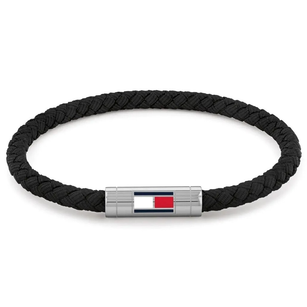 Tommy Hilfiger Černý nylonový proplétaný náramek Adjustable Barrel 2790741