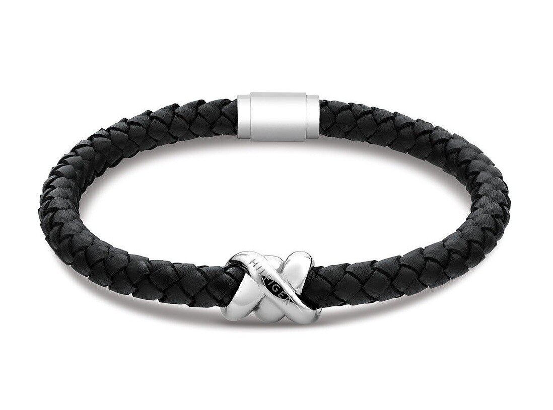 Tommy Hilfiger Moderní náramek z černé kůže Nautical Knot For Him 2790734