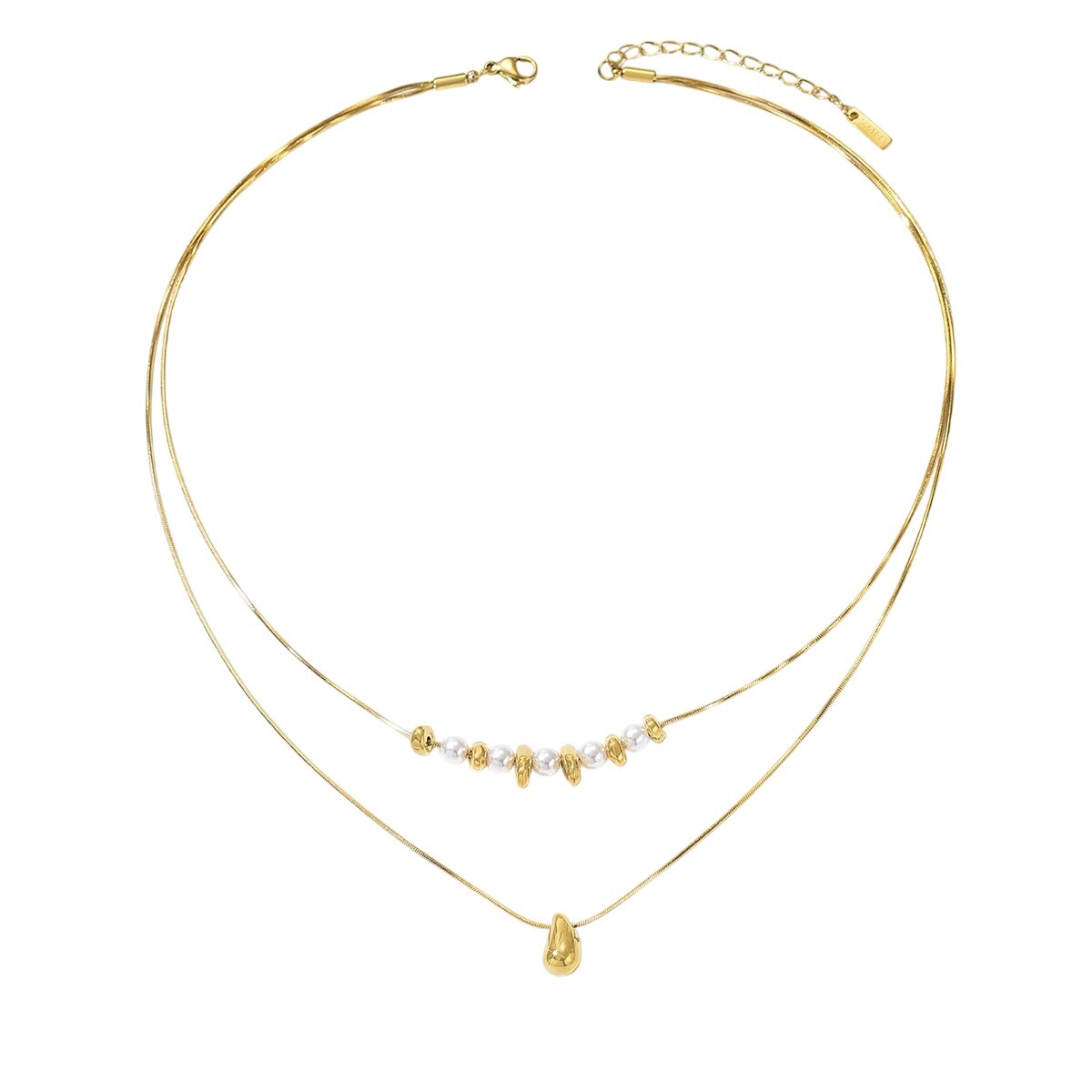 Troli Dvojitý pozlacený náhrdelník Tear Drop Gold