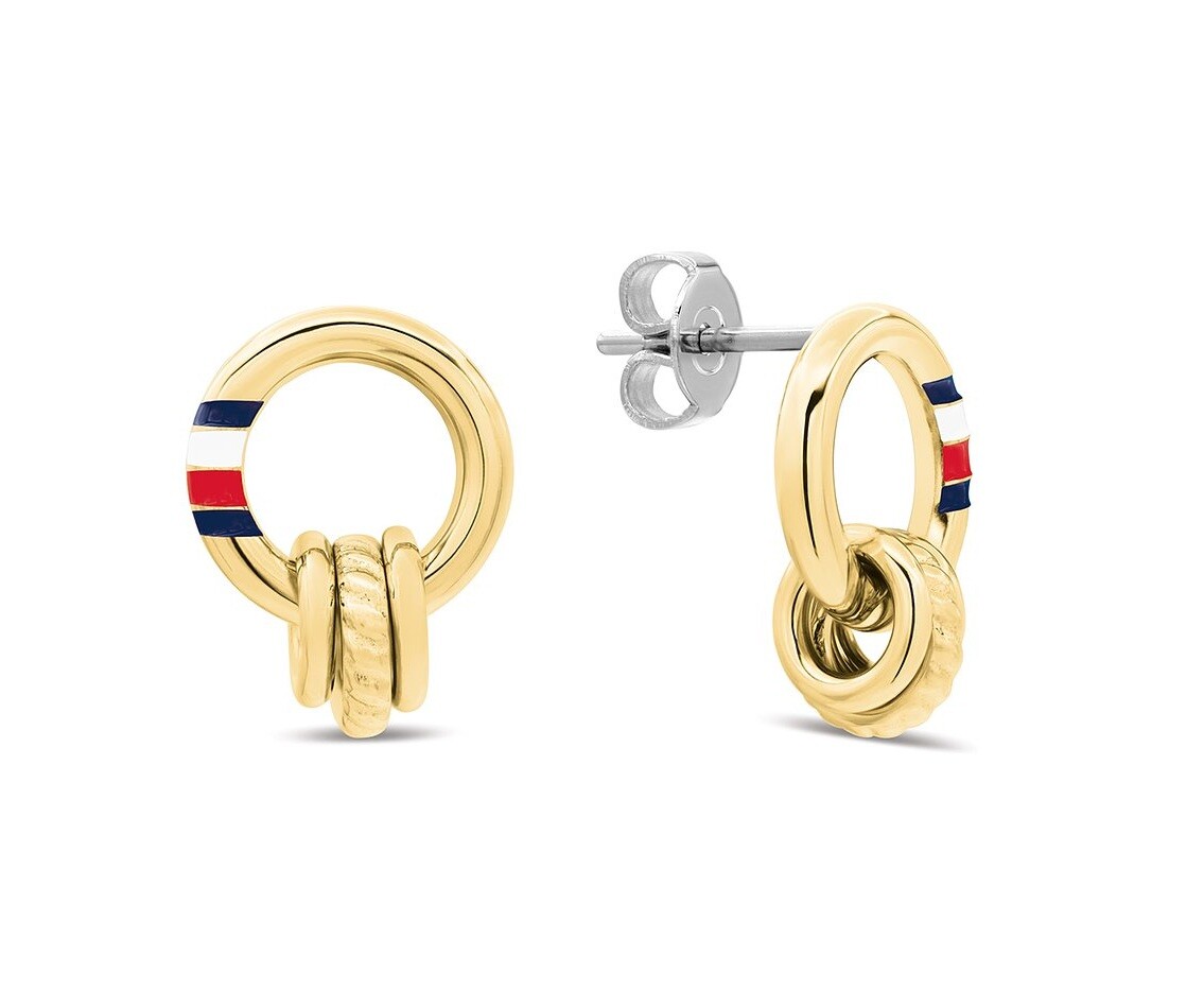 Tommy Hilfiger Elegantní pozlacené náušnice s trikolórou 2781062