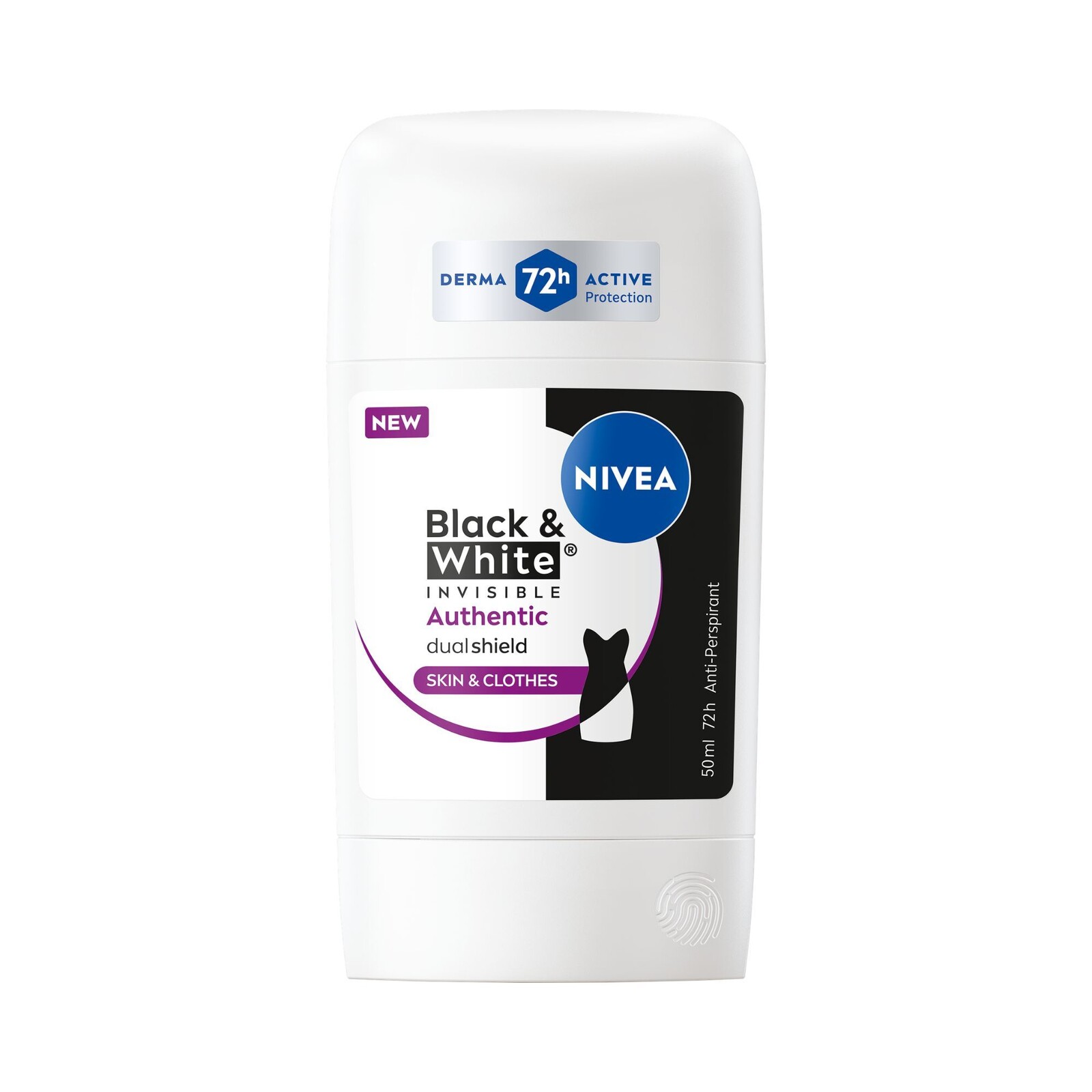Nivea Tuhý antiperspirant B&W Authentic Anti-Perspirant 50 ml