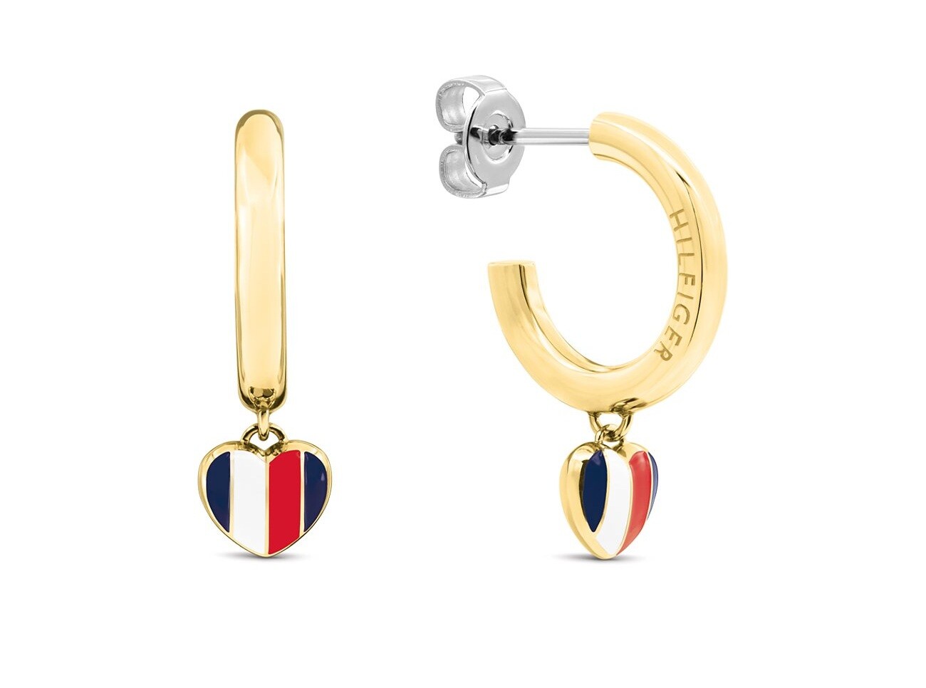 Tommy Hilfiger Pozlacené kruhové náušnice se srdíčkem 2781067