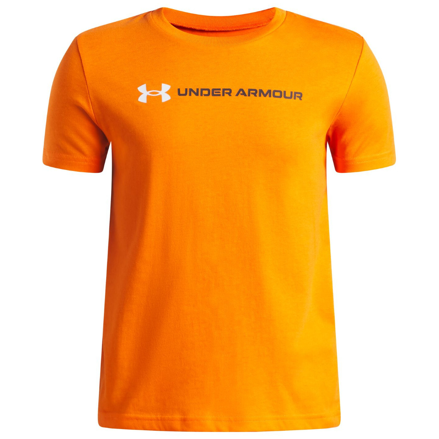 Dětské funkční triko Under Armour UA B Logo Wordmark SS Outrageous Orange Dětská velikost: 140-146 / Barva: oranžová