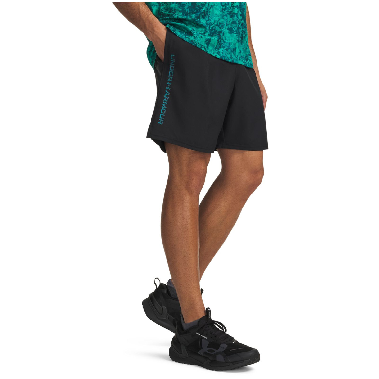 Pánské kraťasy Under Armour UA Tech Woven Wordmark Short Velikost: L / Barva: černá/modrá