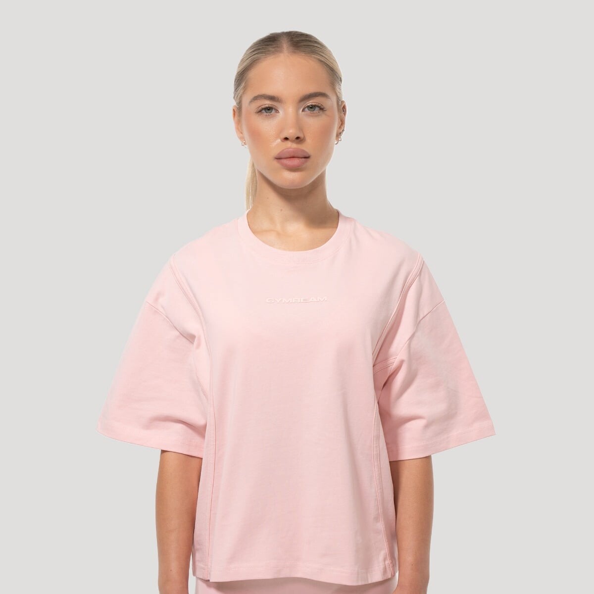 GymBeam Dámské tričko Oversized Mochi Pink