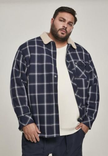 Sherpa Lined Shirt Jacket - navy/wht 3XL