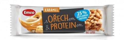 Emco tyčinka s ořechem a proteinem - karamel 40g