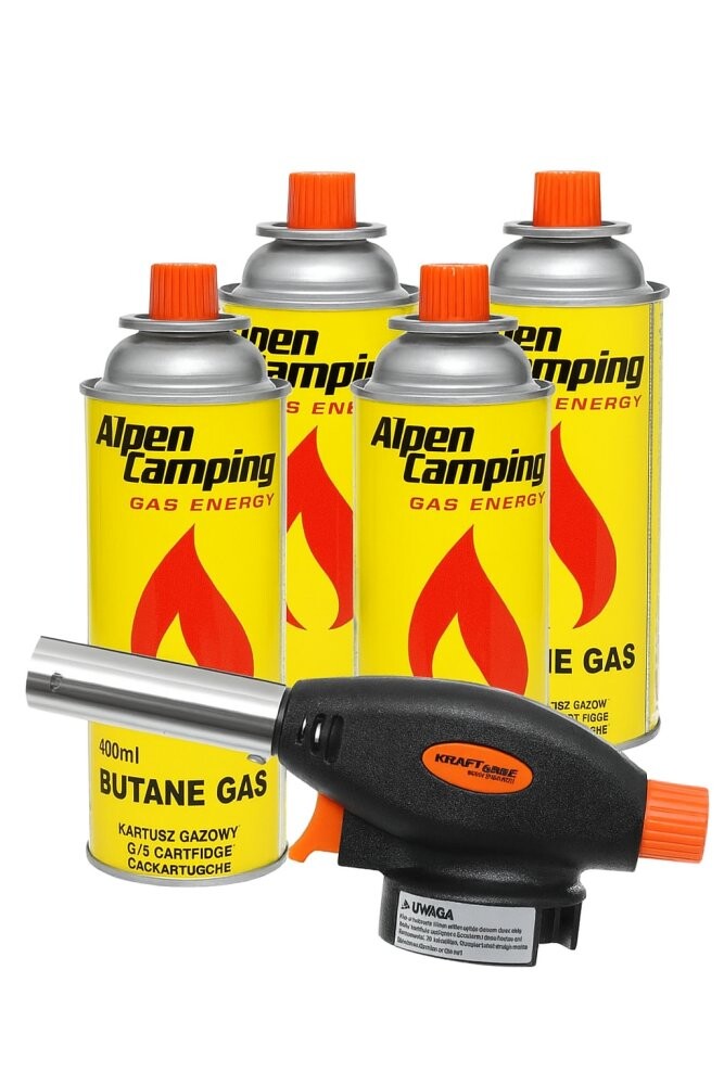 Alpen Camping 4x plynová kartuše 400ml + hořák KD10381