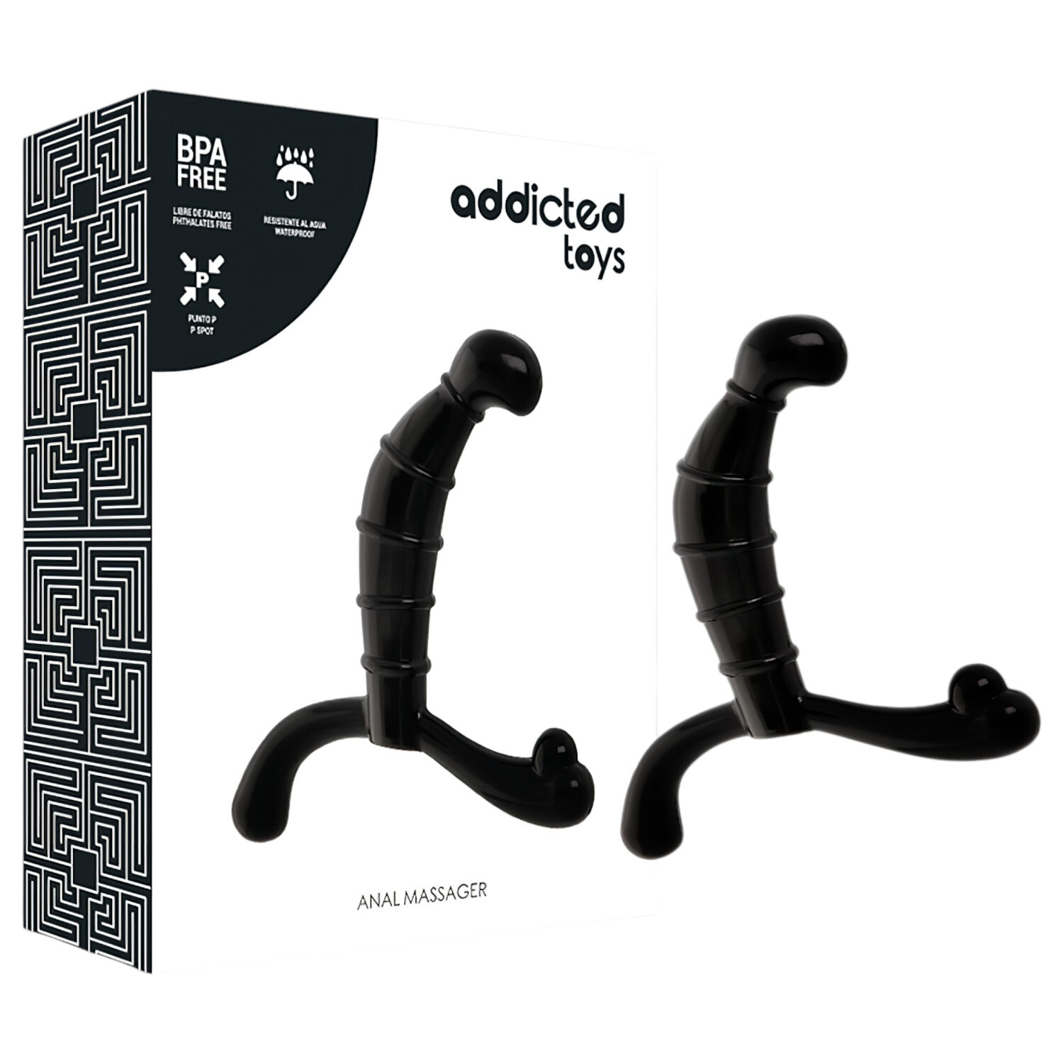 Addicted Toys - masér prostaty a hráze (černý) - 11,3 cm
