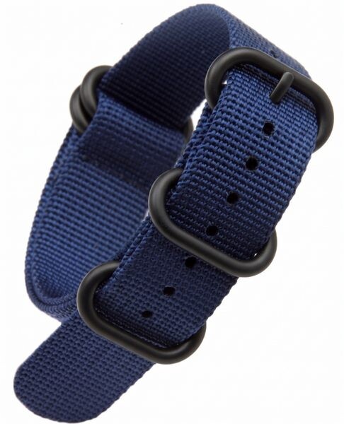 NATO ZULU řemínek modrý (černá spona) 22mm