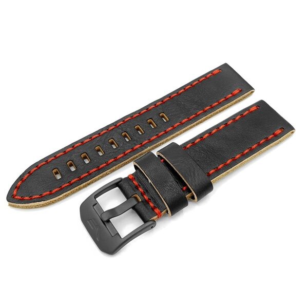 Kožený řemínek Vostok Europe pro Almaz 6S11-320C260 - černý/černá spona