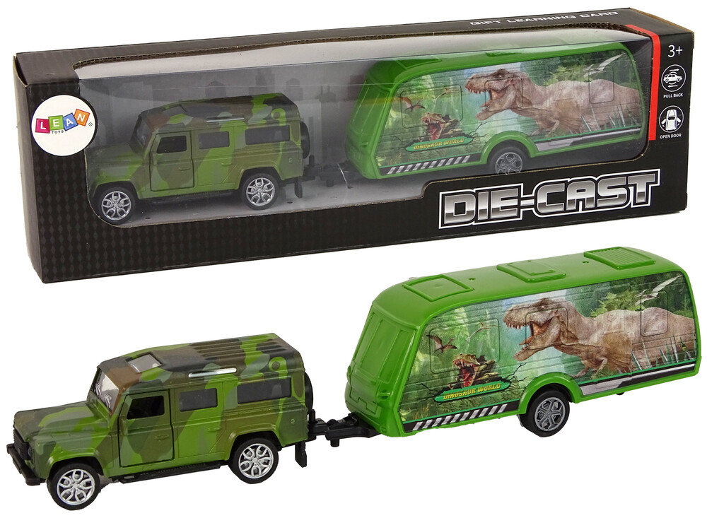 mamido Autíčko Jeep s dinosauřím přívěsem