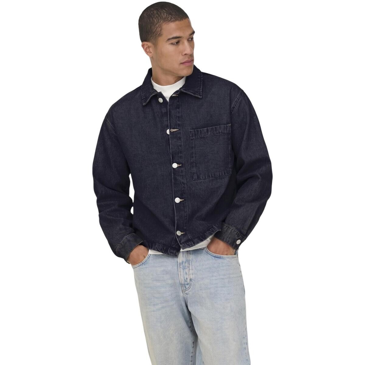Only & Sons   Onssprick Box Azg Dnm Jacket 22033420  Modrá