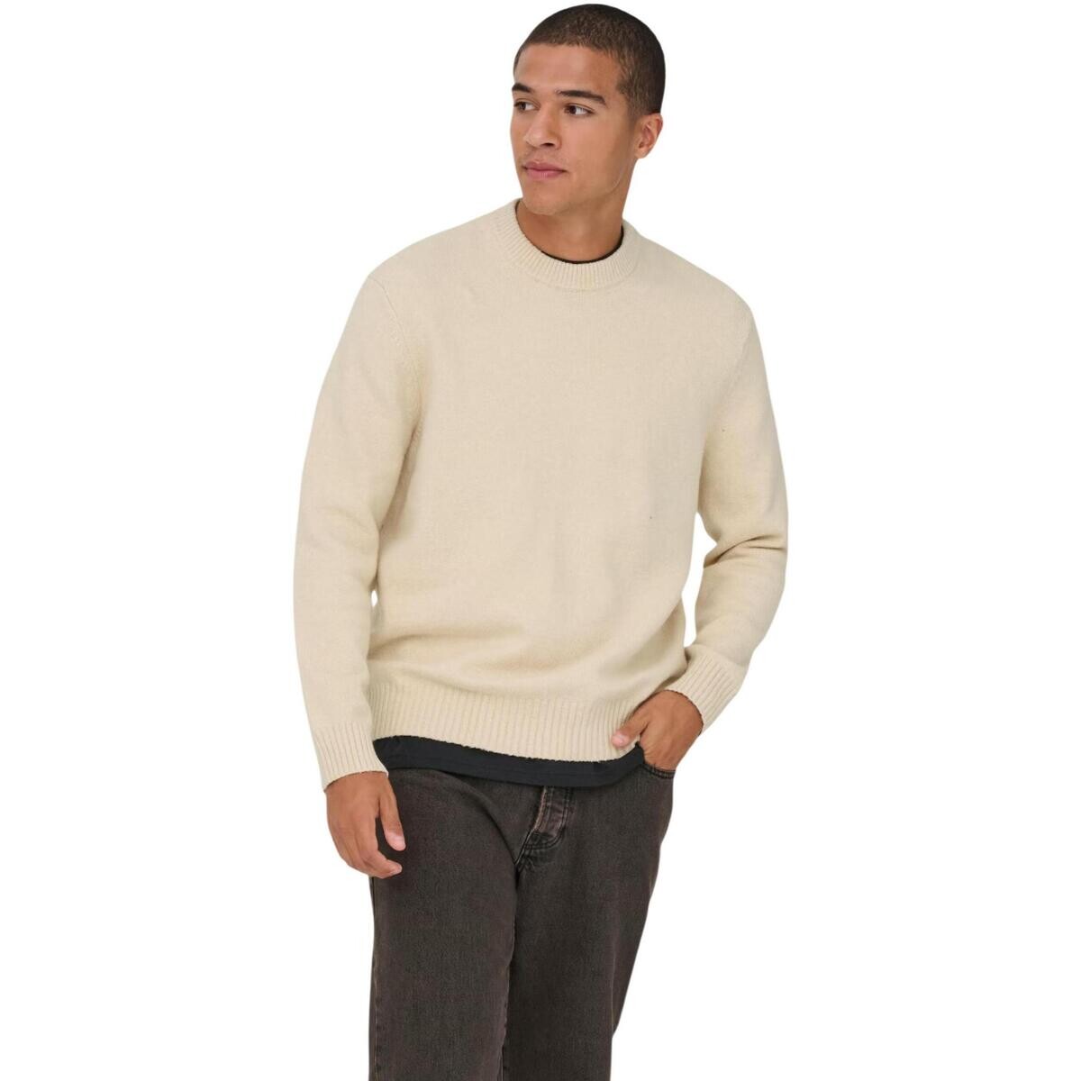 Only & Sons   Onsjames Rlx Crew Knit Noos 22033783  Béžová