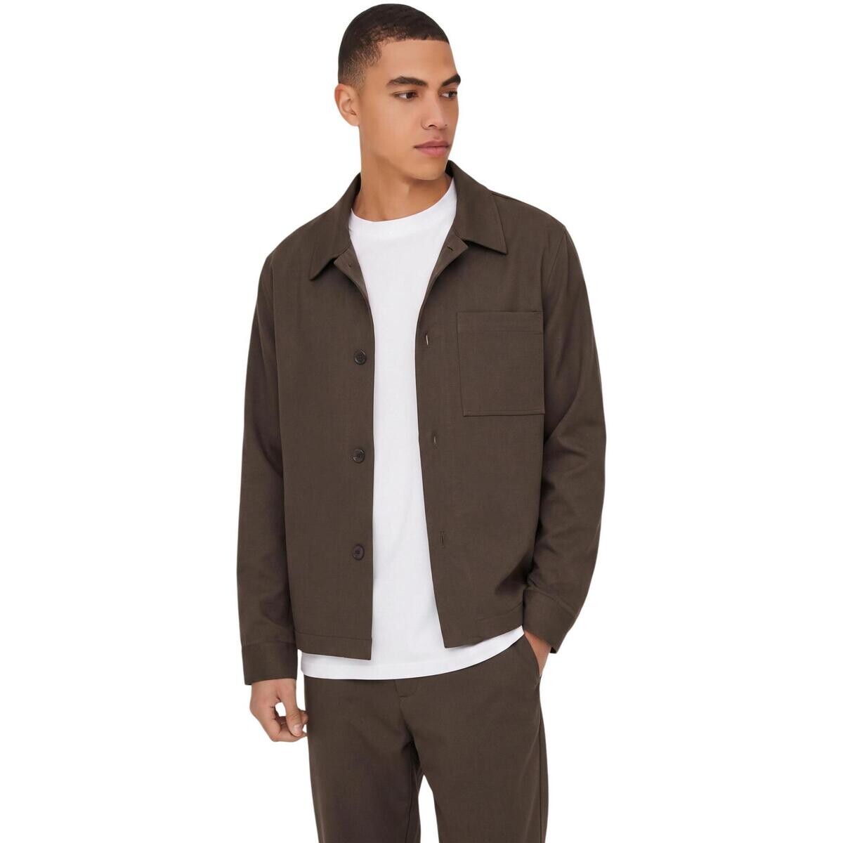 Only & Sons   Onsmiro Reg 0346 Overshirt Frml 22034289  Hnědá