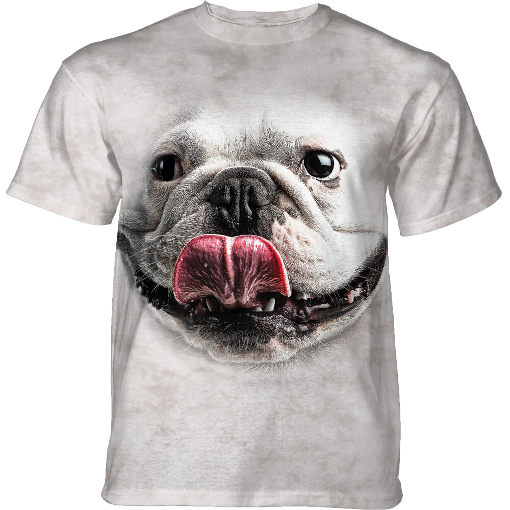 Tričko unisex The Mountain Silly Bulldog Face (Buldok) - bílé, S