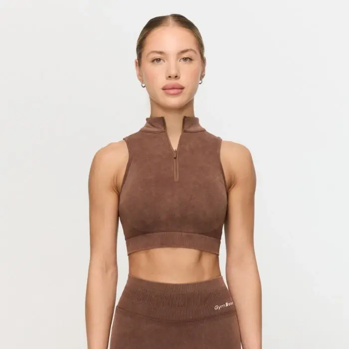 GymBeam Bezešvá sportovní podprsenka Fierce Brown