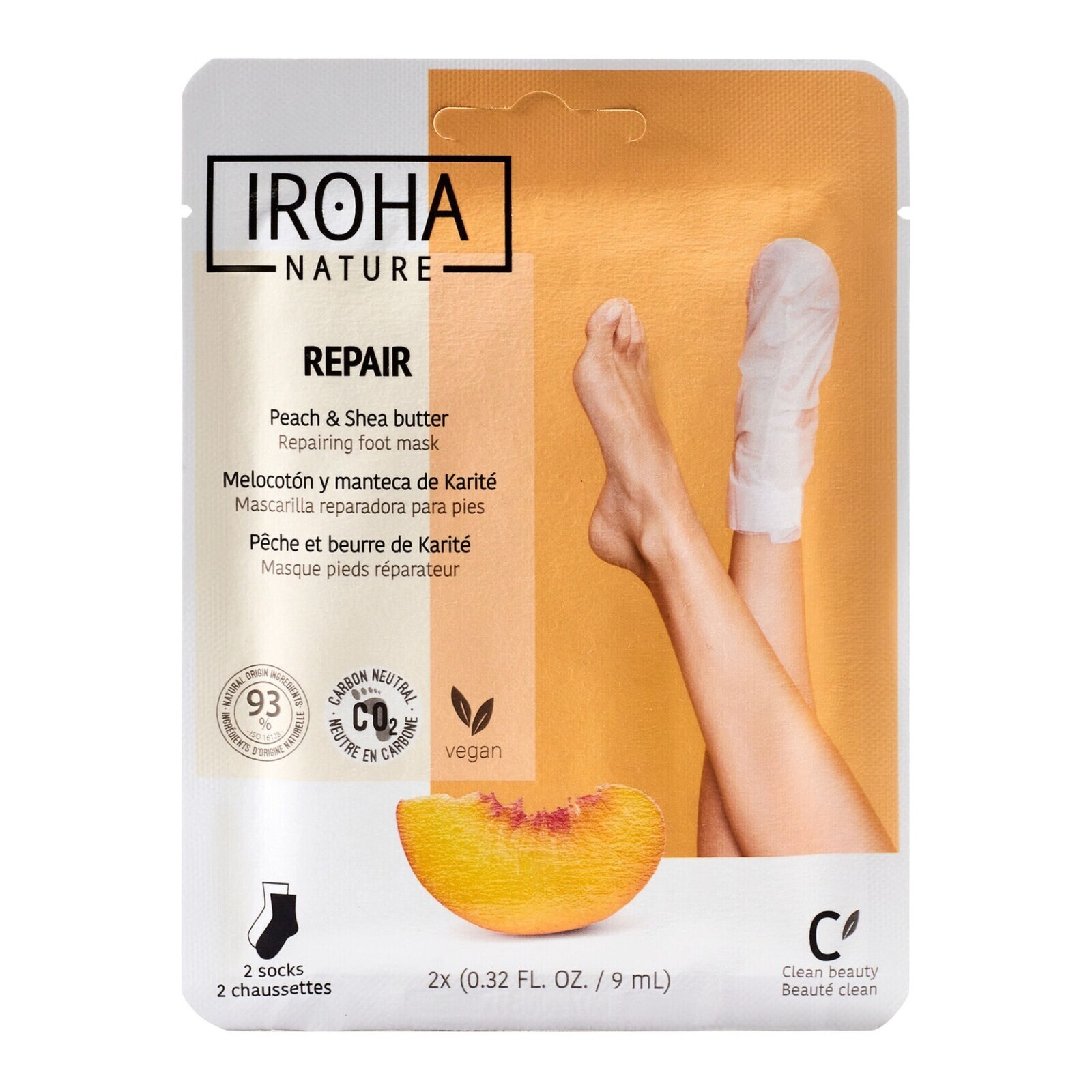Iroha Regenerační maska na nohy Peach Foot Mask 2 x 9 ml