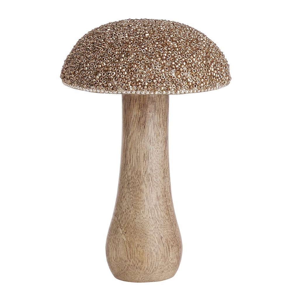 HARVEST LOVE Houba dřevěná s perličkami 15 cm