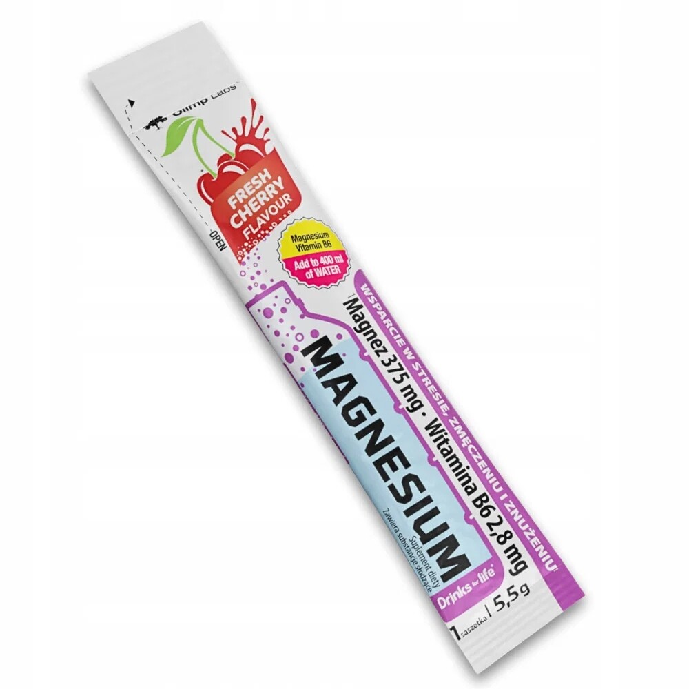 Olimp Magnesium Drinks 5,5 g, hořčík ve formě citrátu s vitamínem B6, Třešeň
