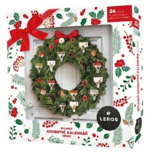 LEROS Bylinný adventní kalendář věnec 24čajů+karet