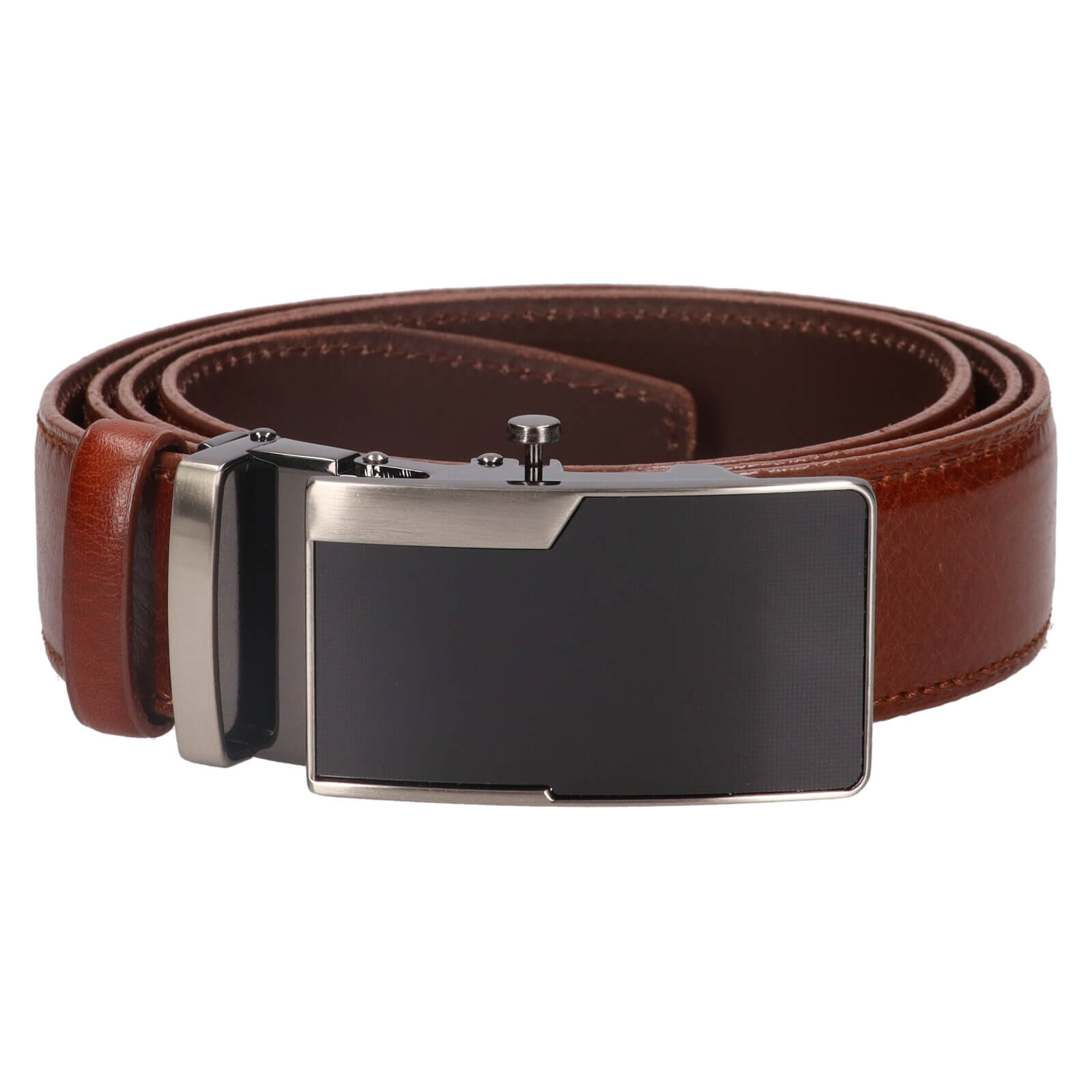 Pánský kožený opasek s automatickou sponou Belt Toro Filip - hnědá